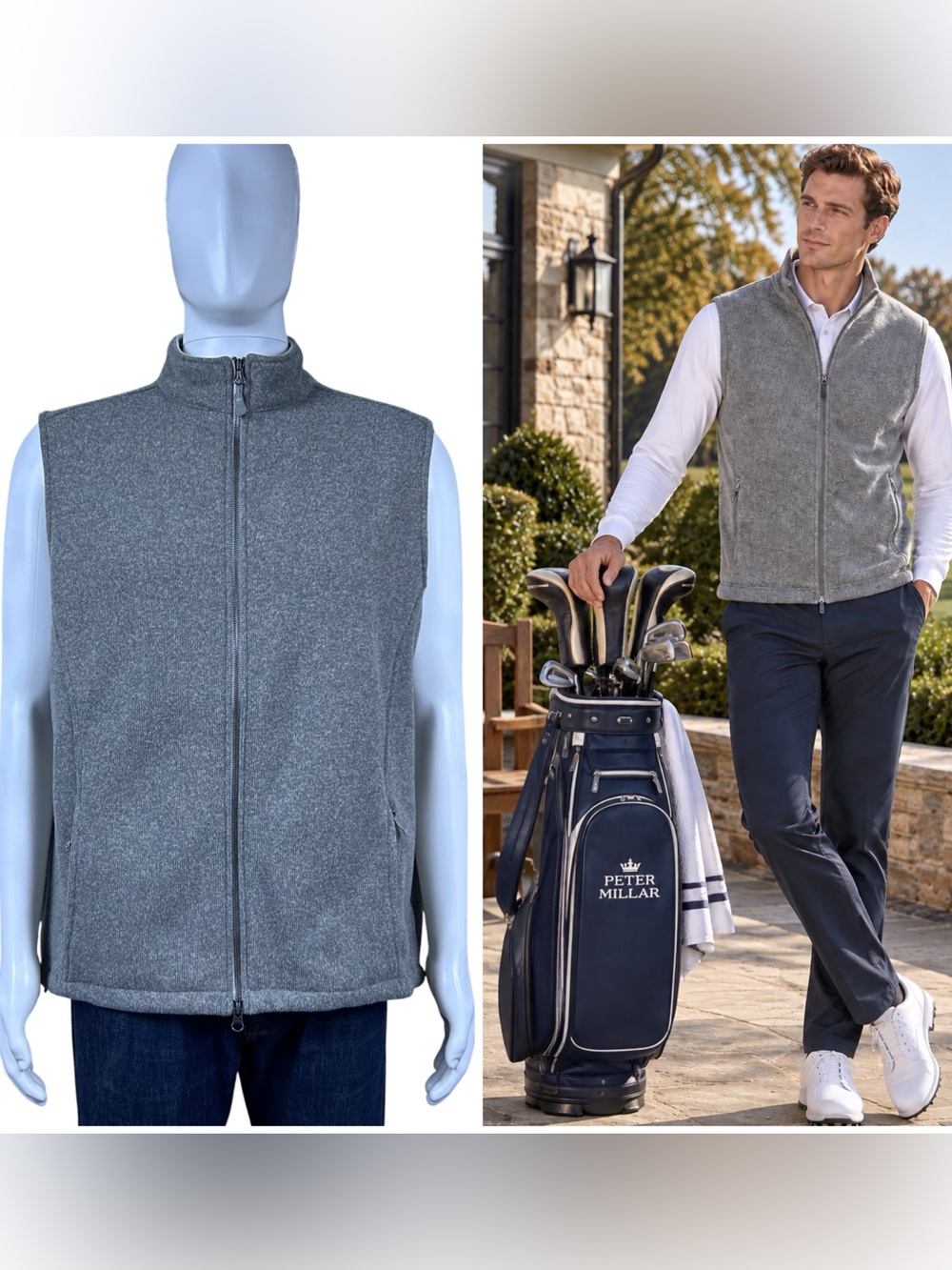 Peter Millar Crown Sweater Fleece Vest Men XL Full Zip Golf Performance Outdoor